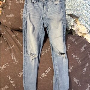 American Eagle Outfitters Light Blue Ripped Skinny Jeans